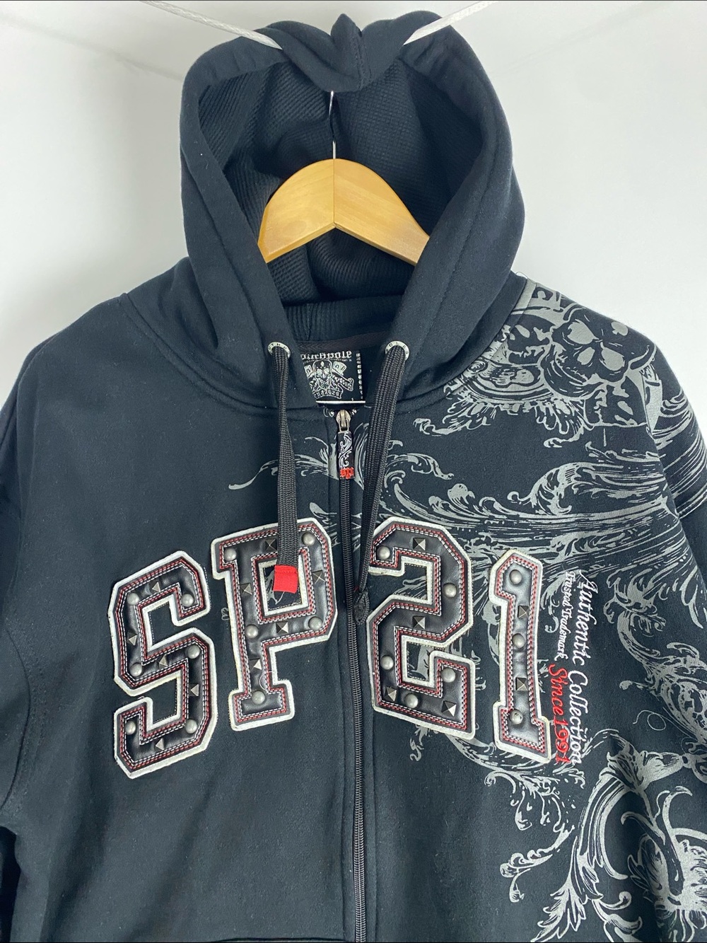 Rare South Pole Black Graphic Zip Hoodie with SP21 Lettering Men’s Size L - Picture 2 of 7